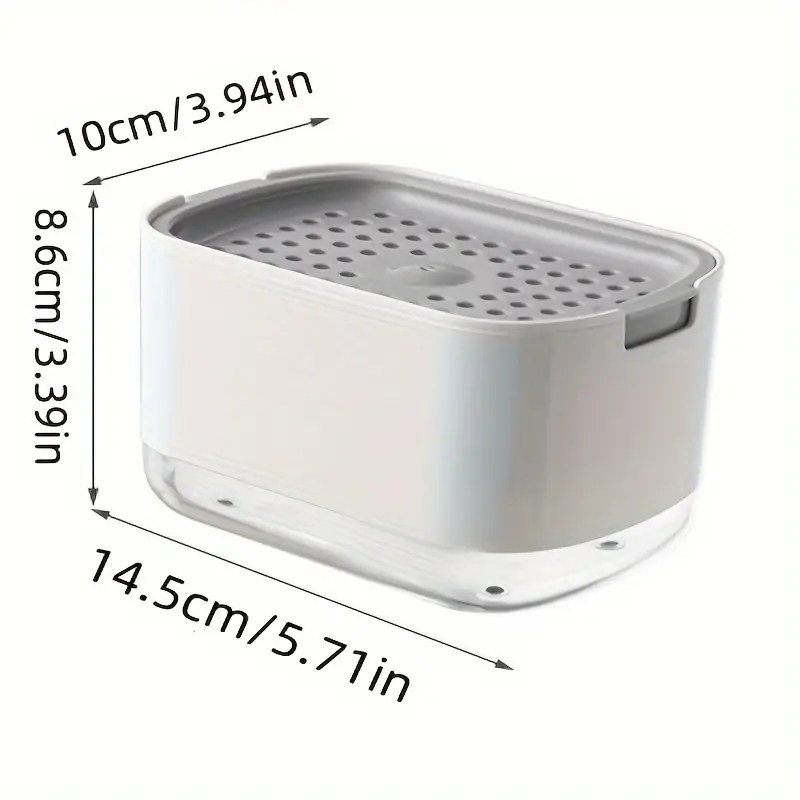 1pcs Manual Press Soap Dispenser with Dishwashing Sponge - Double Layer Storage Box, High-Density Foam Dispenser, Kitchen Cleaning Tool