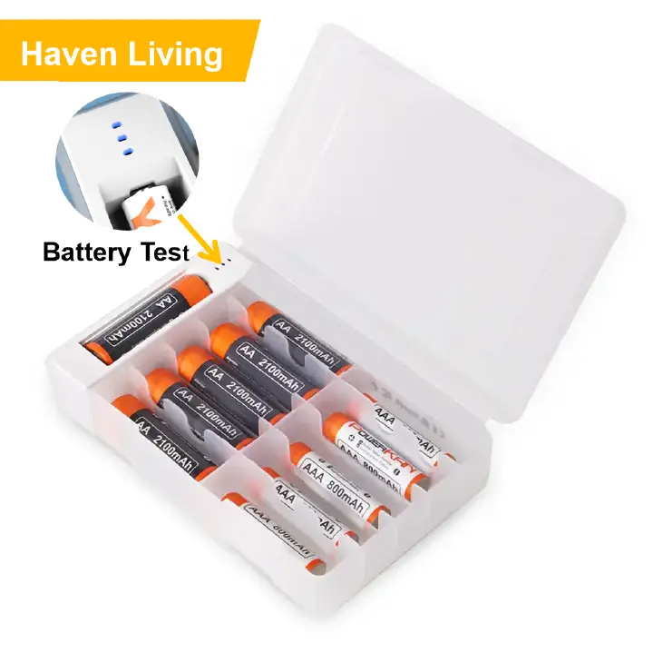 1pcs Battery Storage Container with Tester - AA/AAA Alkaline Battery Organizer, Detects Remaining Power & Preserves Batteries