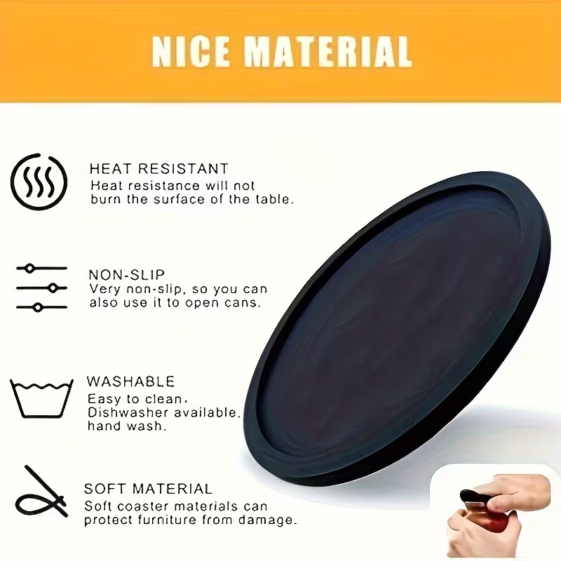 3 pcs Silicone Coasters, Non-Slip and Heat-Resistant Drink Mats, Reusable Round Table Protectors for Kitchen, Office, and Bar Use