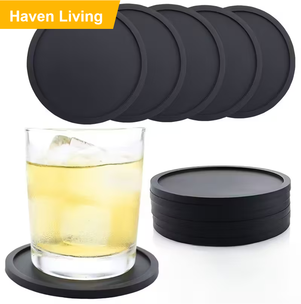 3 pcs Silicone Coasters, Non-Slip and Heat-Resistant Drink Mats, Reusable Round Table Protectors for Kitchen, Office, and Bar Use