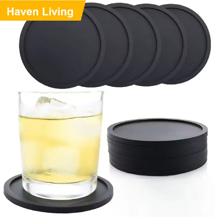 3 pcs Silicone Coasters, Non-Slip and Heat-Resistant Drink Mats, Reusable Round Table Protectors for Kitchen, Office, and Bar Use