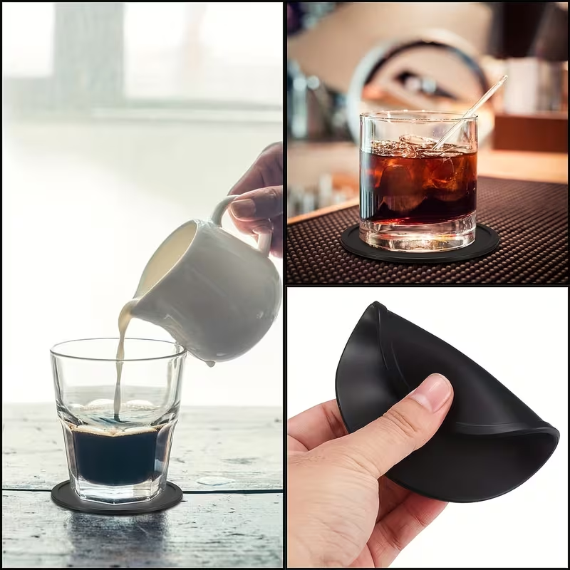 3 pcs Silicone Coasters, Non-Slip and Heat-Resistant Drink Mats, Reusable Round Table Protectors for Kitchen, Office, and Bar Use