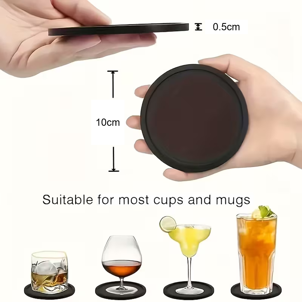 3 pcs Silicone Coasters, Non-Slip and Heat-Resistant Drink Mats, Reusable Round Table Protectors for Kitchen, Office, and Bar Use