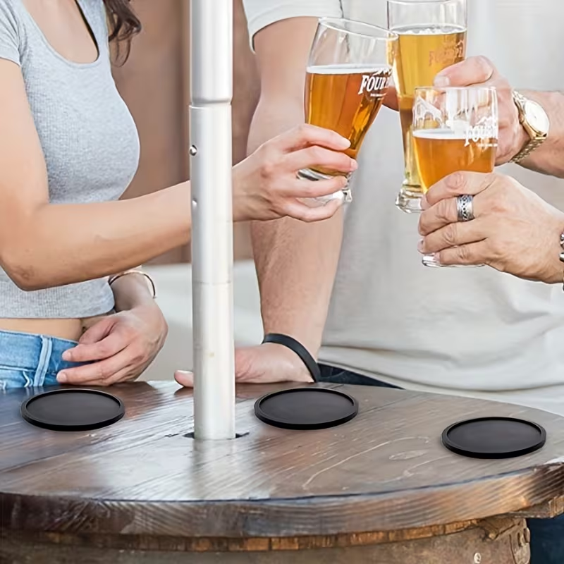 3 pcs Silicone Coasters, Non-Slip and Heat-Resistant Drink Mats, Reusable Round Table Protectors for Kitchen, Office, and Bar Use