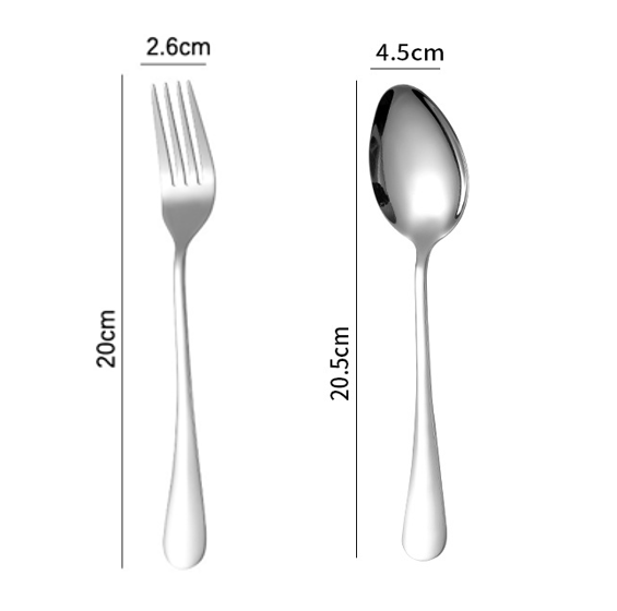 2pcs 304 Stainless Steel Forks and Spoons Set, Food-Grade & Dishwasher Safe, Heavy-Duty Utensils & Easy to Clean for Everyday Kitchen and Restaurant