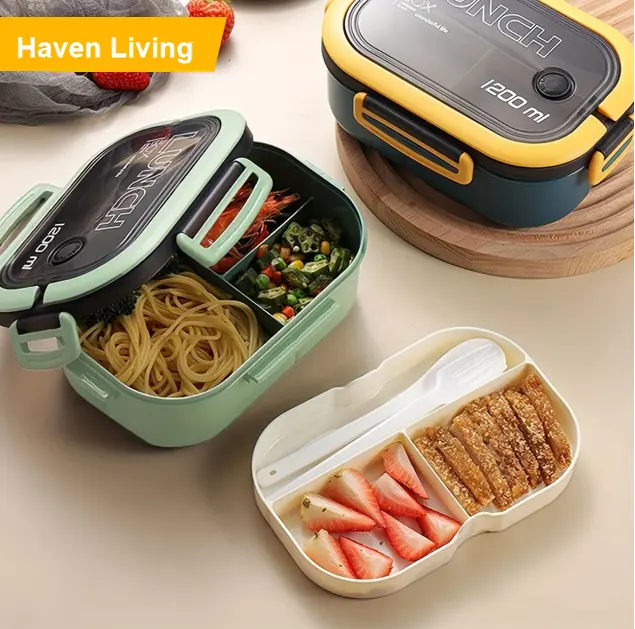 Christmas Bento Set! 1200ml 2-Tier Lunch Box with Fork & Spoon | Leakproof & Microwave-Safe for Easy Meals | For Work & School, Fast 3-5 Day Ship
