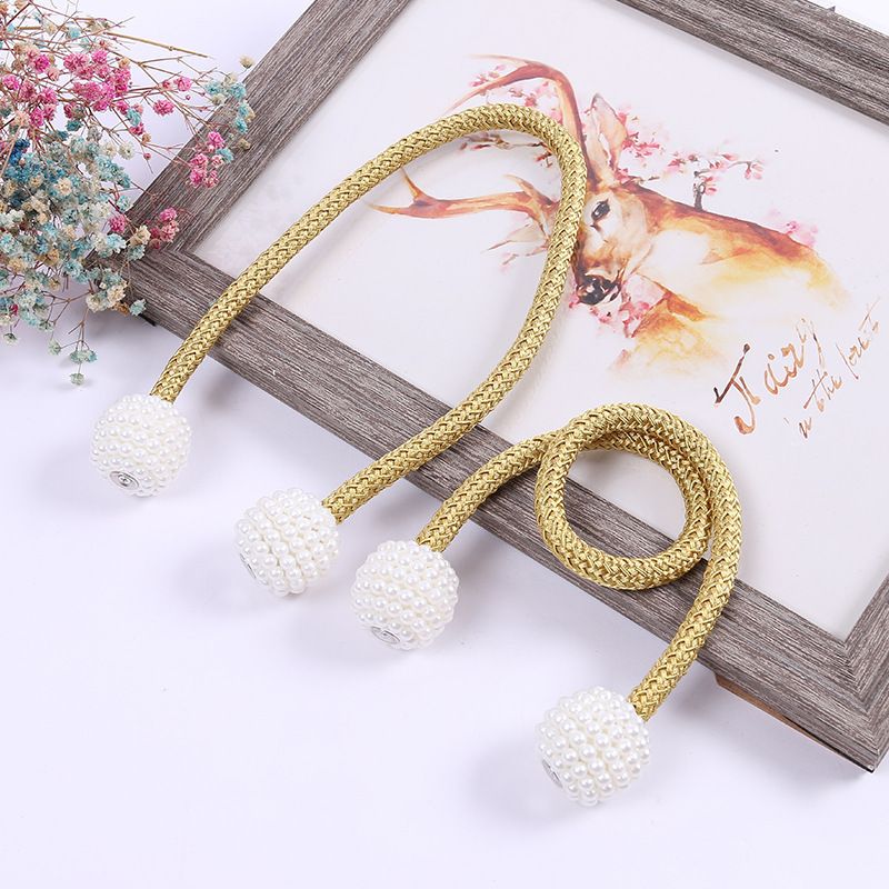 2 pcs Magnetic Pearl Curtain Tiebacks | Effortless No-Tools Installation, Instantly Elevate Your Living Room & Bedroom Decor | Luxury Drapery Holdbacks with Mini Artificial