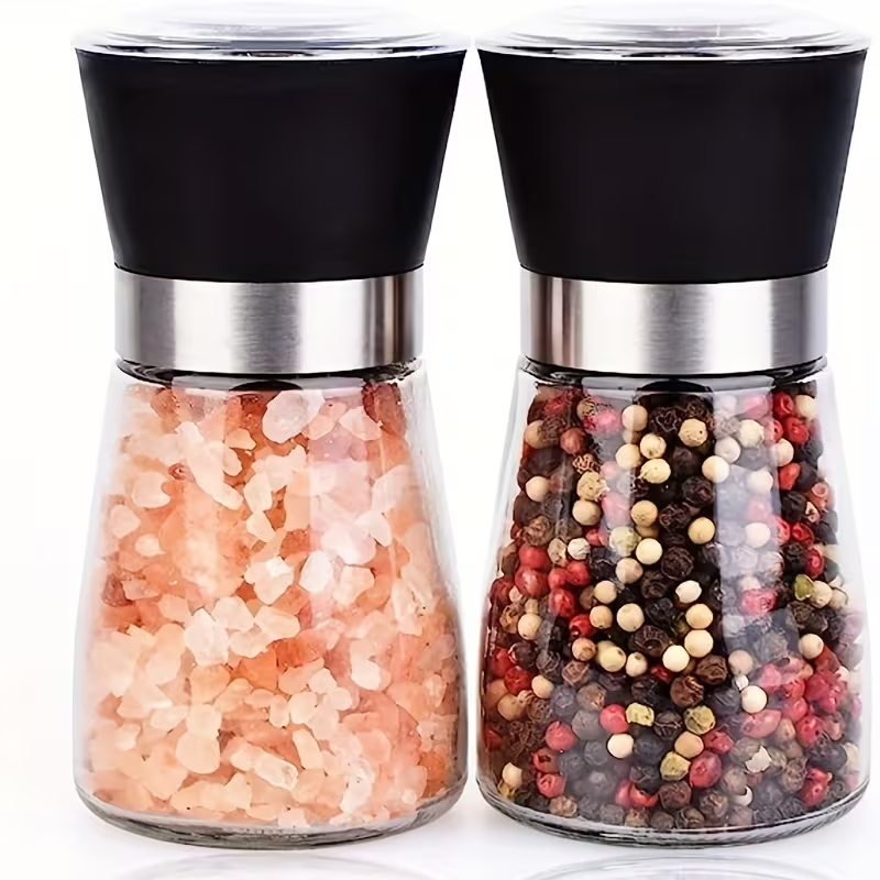 180ml Refillable Salt & Pepper Grinder – Adjustable Coarseness, Manual Ceramic Mill, Easy-Fill Glass Jar, Perfect for Kitchen Table, Home Cooking & Outdoor Dining