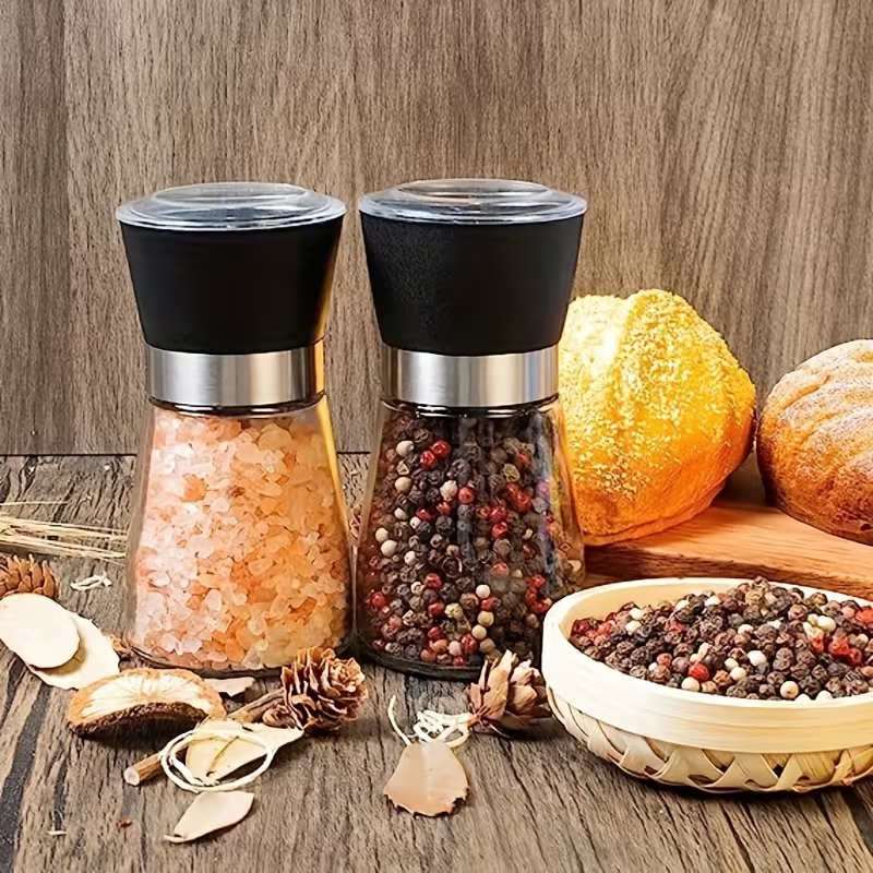180ml Refillable Salt & Pepper Grinder – Adjustable Coarseness, Manual Ceramic Mill, Easy-Fill Glass Jar, Perfect for Kitchen Table, Home Cooking & Outdoor Dining