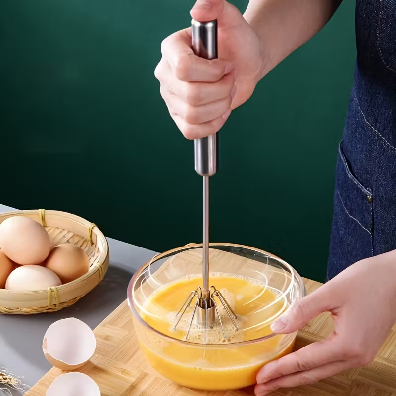 Manual Hand Mixer – Powerful Stainless Steel Egg Beater & Whisk, No Batteries Needed, Perfect for Whipping Cream, Eggs & Batter, Ideal for Home Baking, Kitchen & Outdoor Use
