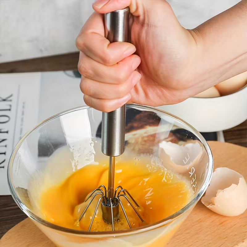 Manual Hand Mixer – Powerful Stainless Steel Egg Beater & Whisk, No Batteries Needed, Perfect for Whipping Cream, Eggs & Batter, Ideal for Home Baking, Kitchen & Outdoor Use