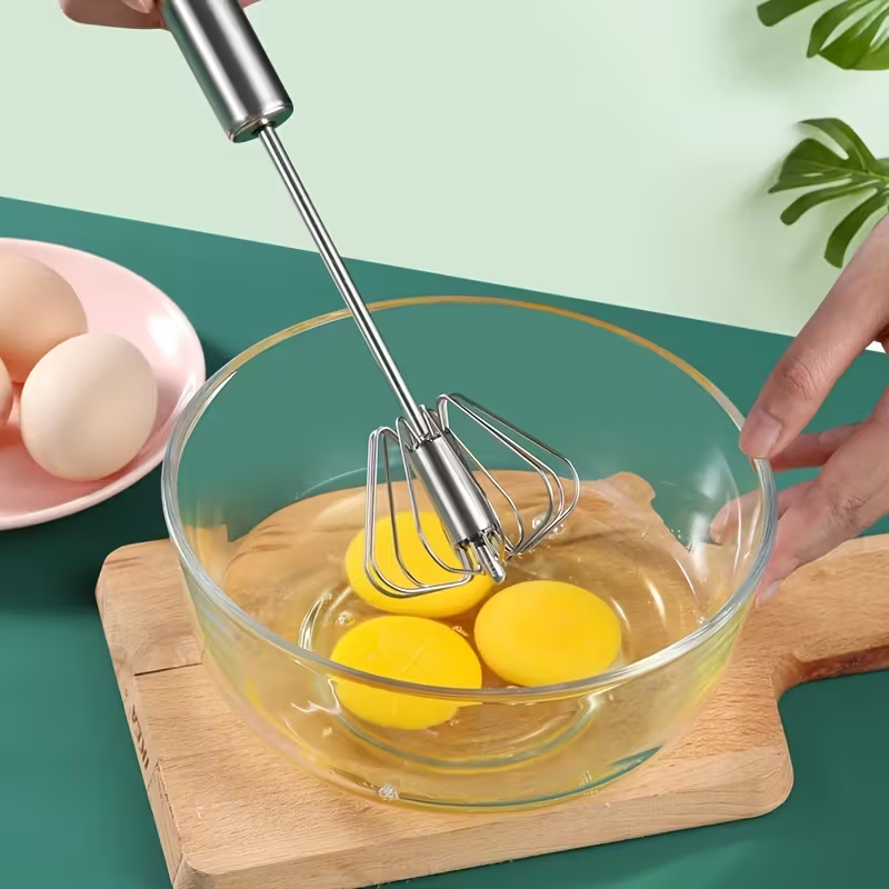 Manual Hand Mixer – Powerful Stainless Steel Egg Beater & Whisk, No Batteries Needed, Perfect for Whipping Cream, Eggs & Batter, Ideal for Home Baking, Kitchen & Outdoor Use