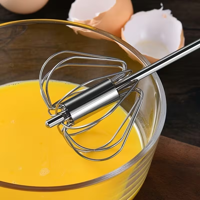 Manual Hand Mixer – Powerful Stainless Steel Egg Beater & Whisk, No Batteries Needed, Perfect for Whipping Cream, Eggs & Batter, Ideal for Home Baking, Kitchen & Outdoor Use