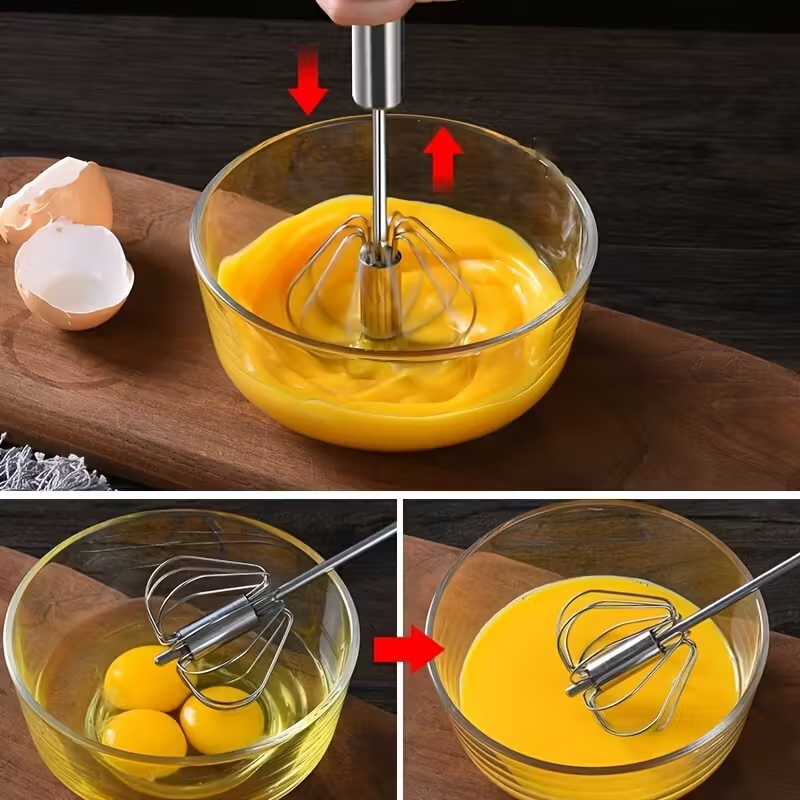 Manual Hand Mixer – Powerful Stainless Steel Egg Beater & Whisk, No Batteries Needed, Perfect for Whipping Cream, Eggs & Batter, Ideal for Home Baking, Kitchen & Outdoor Use