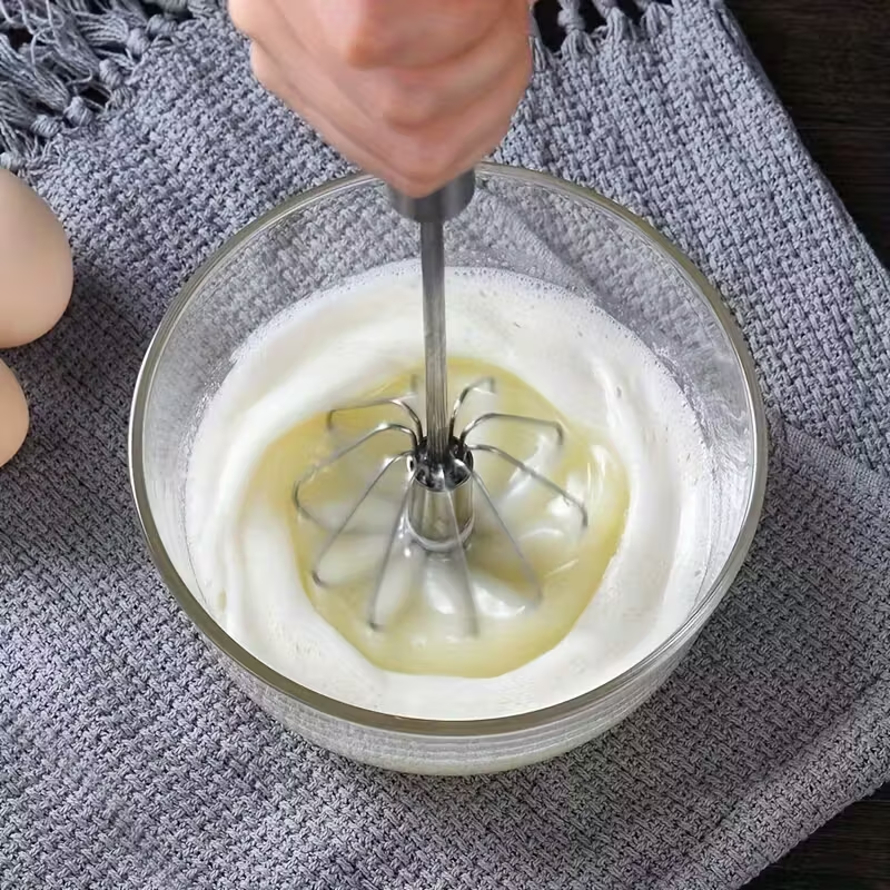 Manual Hand Mixer – Powerful Stainless Steel Egg Beater & Whisk, No Batteries Needed, Perfect for Whipping Cream, Eggs & Batter, Ideal for Home Baking, Kitchen & Outdoor Use