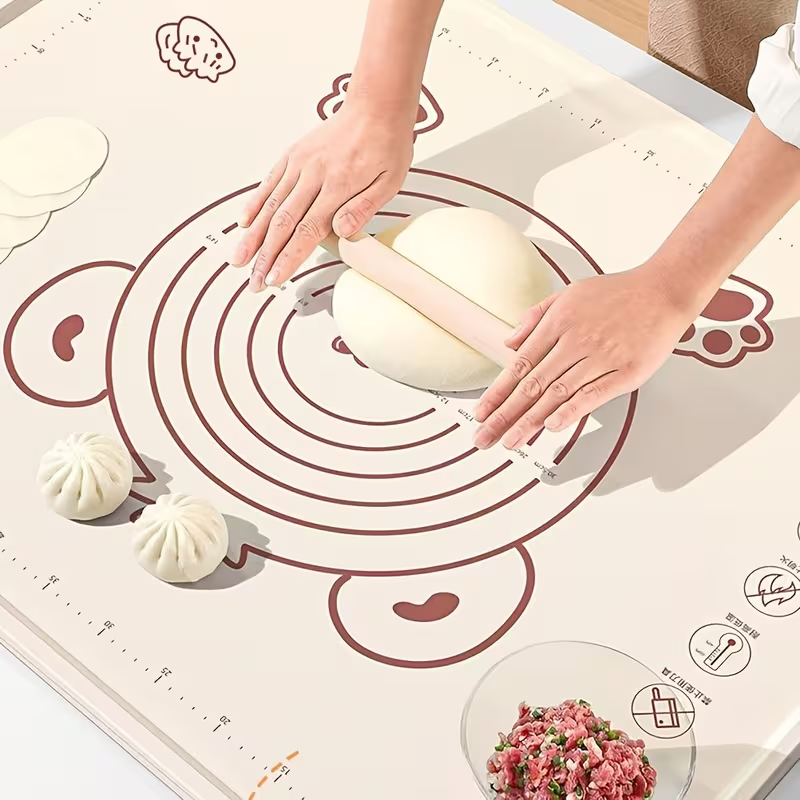 Pro Pizza & Pastry Silicone Mat – Non-Stick, Non-Slip with Measuring Grid, Thick & Durable for Kneading & Rolling, Perfect for Home Baking, Pizza Making & Dough Prep