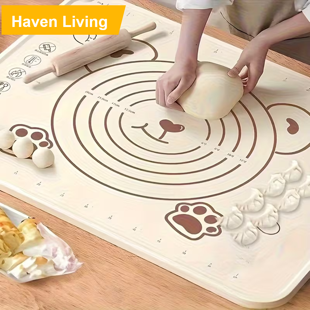 Pro Pizza & Pastry Silicone Mat – Non-Stick, Non-Slip with Measuring Grid, Thick & Durable for Kneading & Rolling, Perfect for Home Baking, Pizza Making & Dough Prep