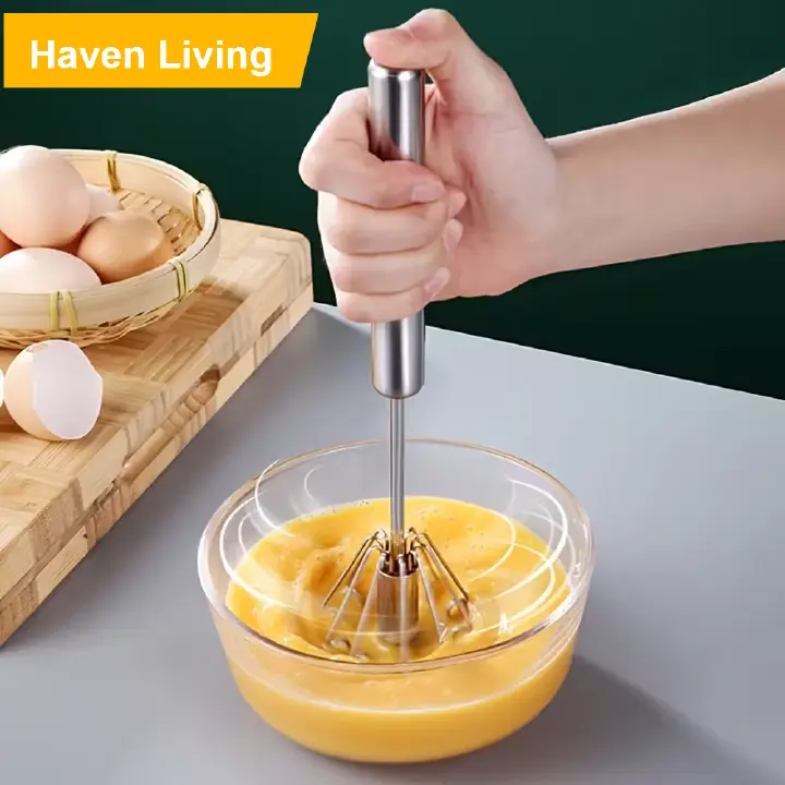 Manual Hand Mixer – Powerful Stainless Steel Egg Beater & Whisk, No Batteries Needed, Perfect for Whipping Cream, Eggs & Batter, Ideal for Home Baking, Kitchen & Outdoor Use
