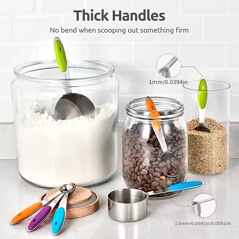 10pcs Stainless Steel Measuring Spoon & Cup Set – Easy-Read Marks, Dishwasher Safe, Space-Saving Magnetic Design, Perfect for Baking, Cooking & Daily Kitchen Prep