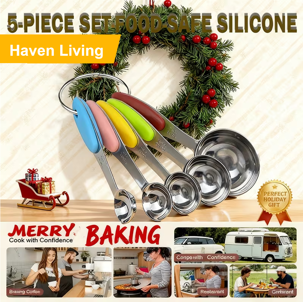 10pcs Stainless Steel Measuring Spoon & Cup Set – Easy-Read Marks, Dishwasher Safe, Space-Saving Magnetic Design, Perfect for Baking, Cooking & Daily Kitchen Prep