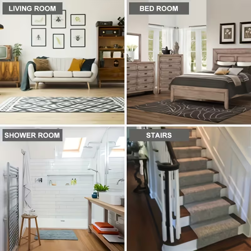 4/8pcs Non-Slip Carpet Stickers for Floors – L-Shape Grippers Keep Rugs Flat & Secure in Living Room, Bathroom & Kitchen | for Tiles & Wood Floors