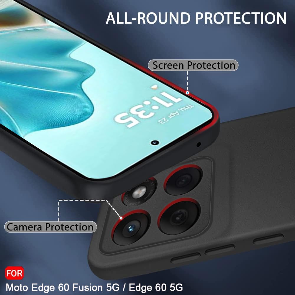 Sleek Back Cover Case for Motorola Moto Edge 60 plus 5G / Edge 60 5G | Slim Fit Protective Design | Ultra Matte Finish | Camera Protection Bump | Soft Back Cover Case (Silicone, Black)