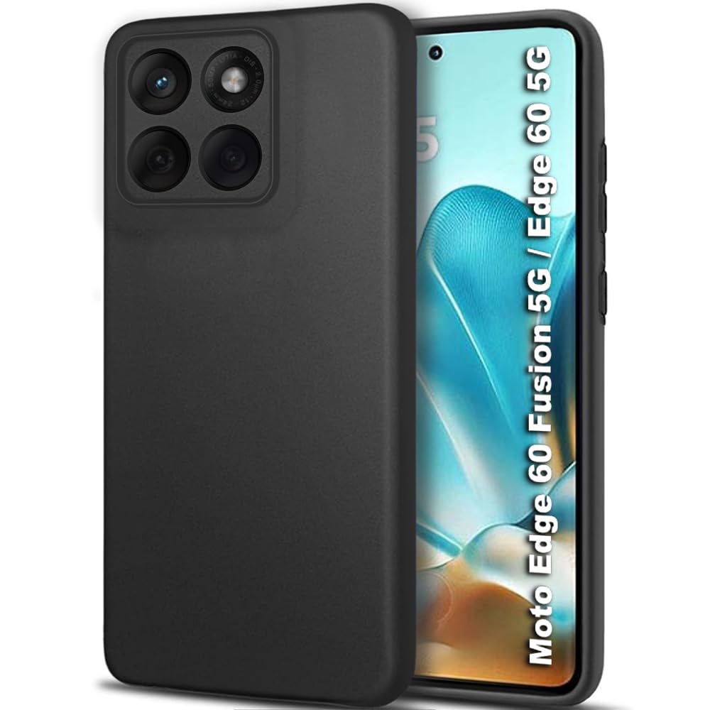 Sleek Back Cover Case for Motorola Moto Edge 60 plus 5G / Edge 60 5G | Slim Fit Protective Design | Ultra Matte Finish | Camera Protection Bump | Soft Back Cover Case (Silicone, Black)
