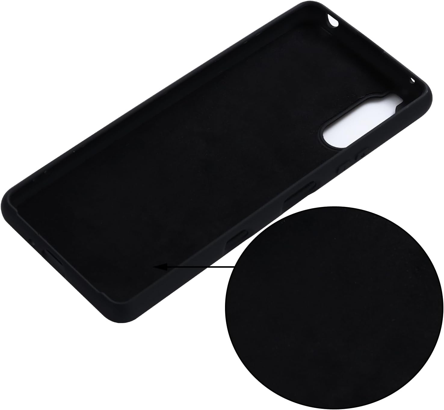 Case for Sony Xperia 10 II, Liquid Silicone Protective Phone Case for Sony Xperia 10 II with Silicone Lanyard, Slim Thin Soft Shockproof Cover for Sony Xperia 10 II Silicone Case Black