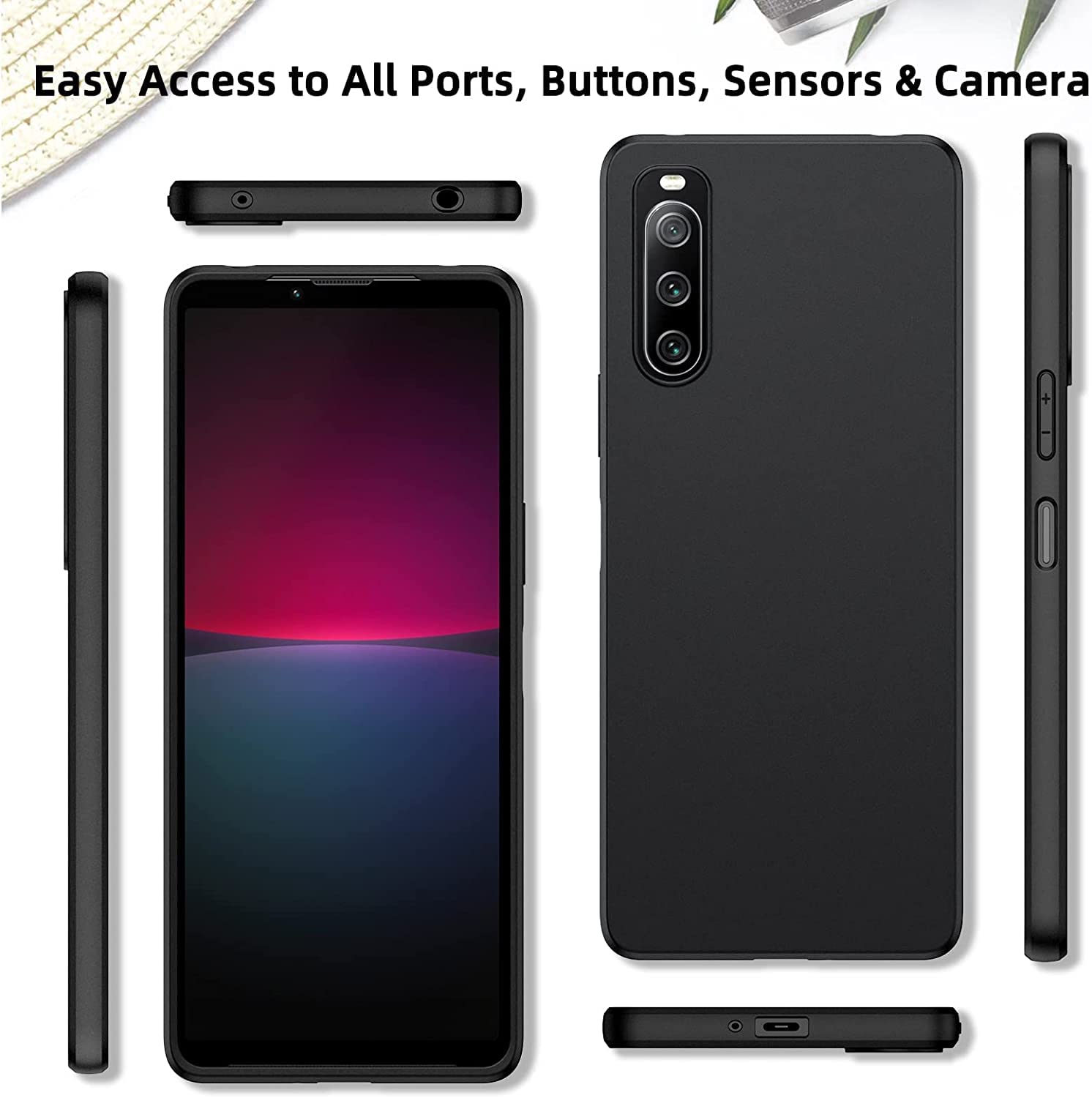 Sony Xperia 10 IV Case, Scratch Resistant Soft TPU Back Cover Shockproof Silicone Gel Rubber Bumper Anti-Fingerprints Full-Body Protective Case Cover for Sony Xperia 10 IV