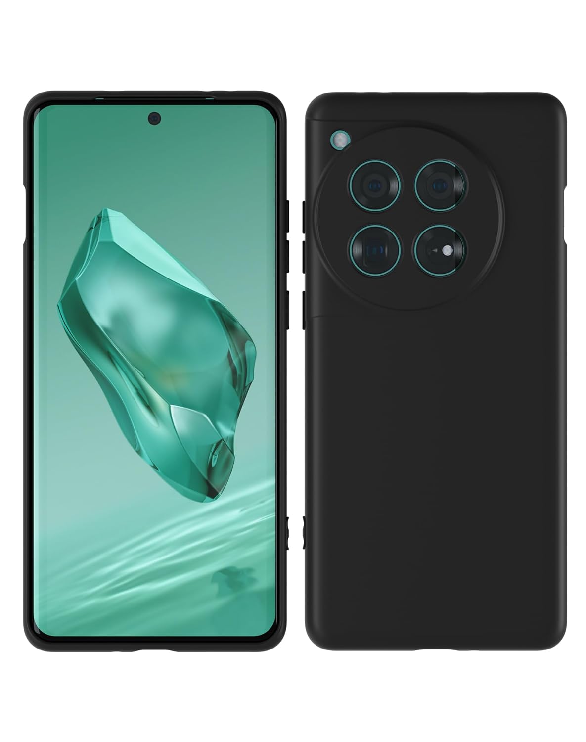 Liquid Silicone Back Cover Case for OnePlus 12R 5G | Soft Micro-Fibre Lining Inside | Camera Protection Bump | Shockproof Back Cover Case for OnePlus 12 5G (Silicone, Black)