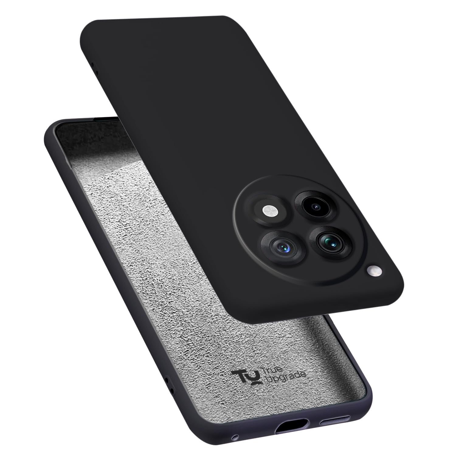 Liquid Silicone Back Cover Case for OnePlus 12R 5G | Soft Micro-Fibre Lining Inside | Camera Protection Bump | Shockproof Back Cover Case for OnePlus 12 5G (Silicone, Black)