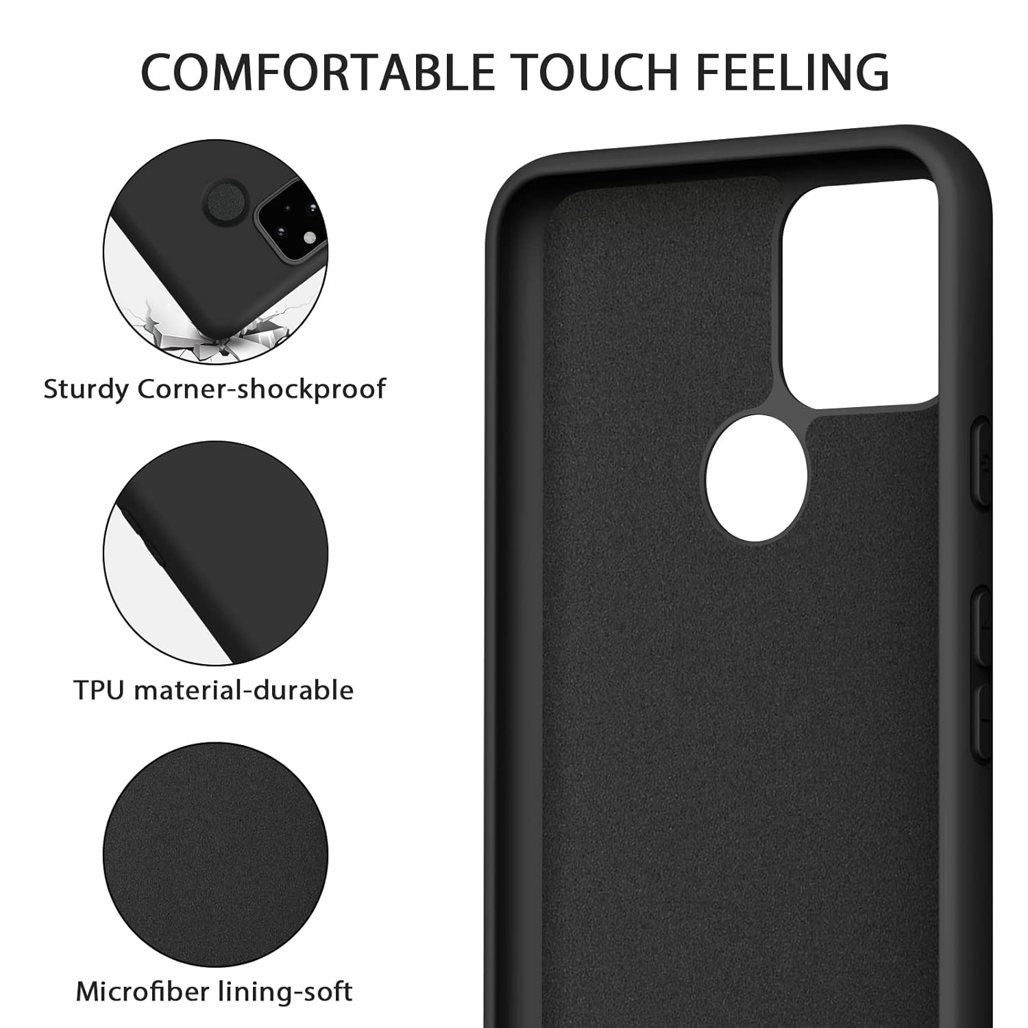 Back Cover Case Only Compatible for Google Pixel 5, Silicone Case Cover Flexible Durable Anti-Slip Protection Shockproof, Full Body Protective Cover for Google Pixel 5