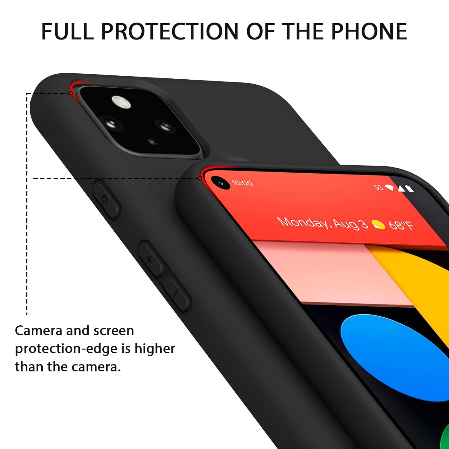 Back Cover Case Only Compatible for Google Pixel 5, Silicone Case Cover Flexible Durable Anti-Slip Protection Shockproof, Full Body Protective Cover for Google Pixel 5