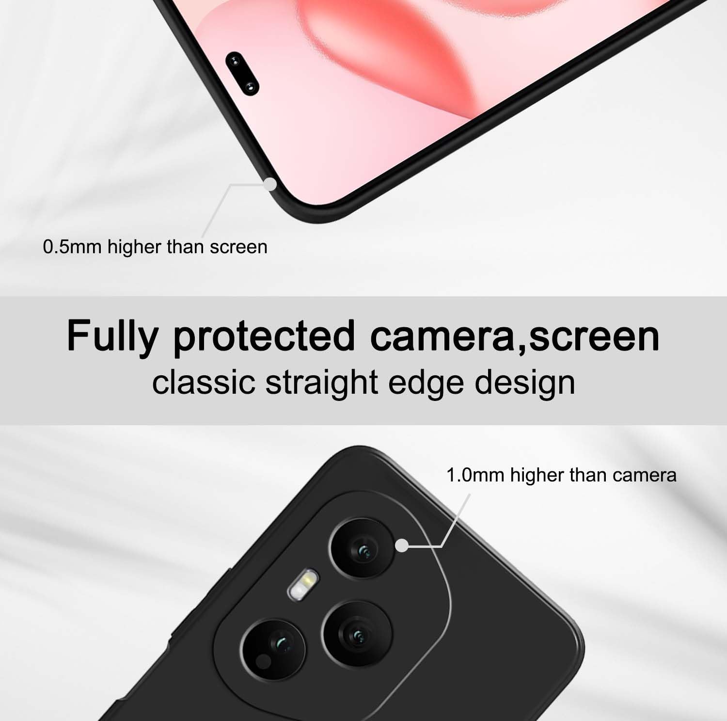 Silicone Case for Honor 400 5G, Slim TPU Silicone Case Cover Soft Gel Scratch and Resistant Mobile Phone Cover – Black