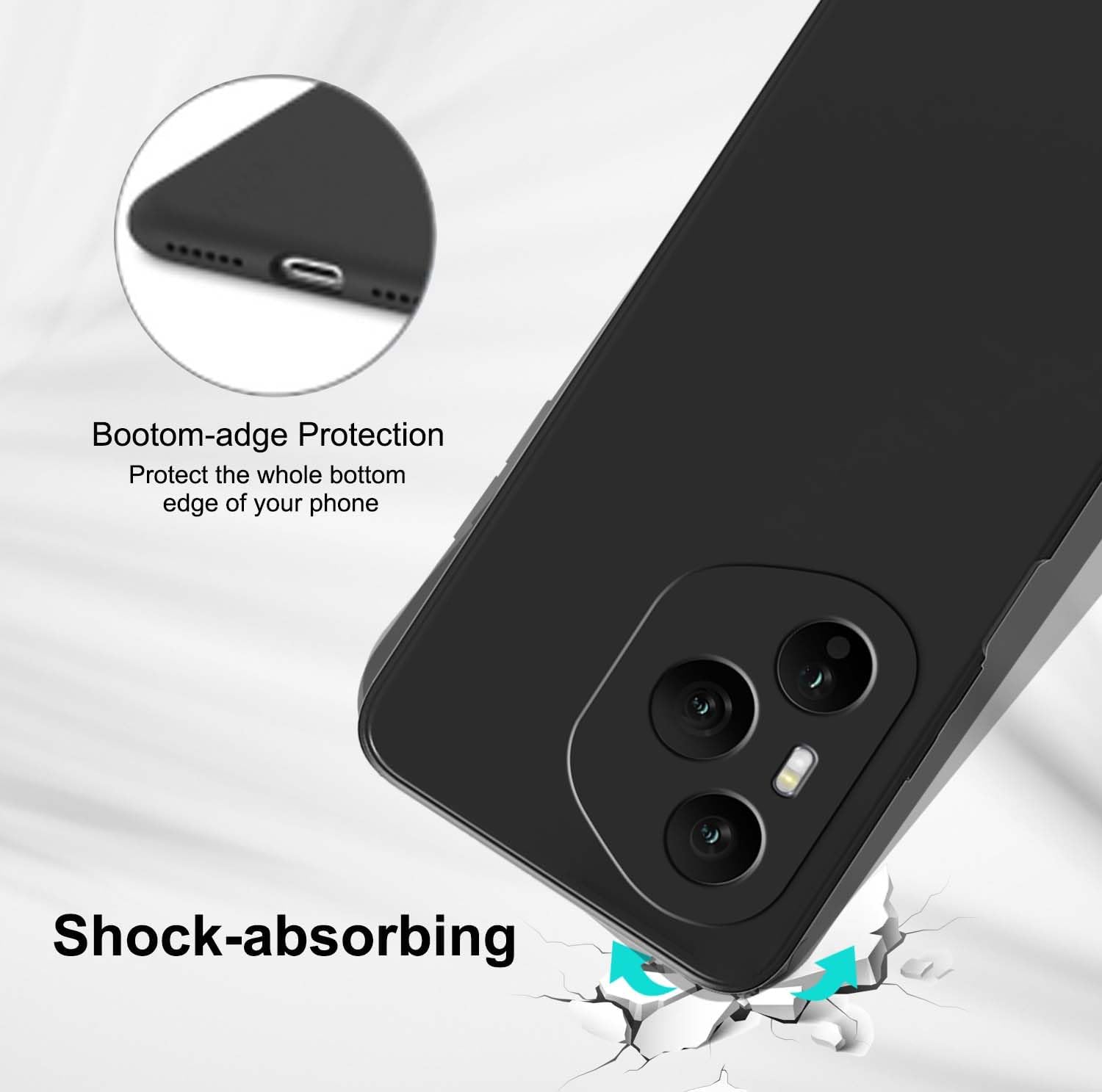 Silicone Case for Honor 400 5G, Slim TPU Silicone Case Cover Soft Gel Scratch and Resistant Mobile Phone Cover – Black