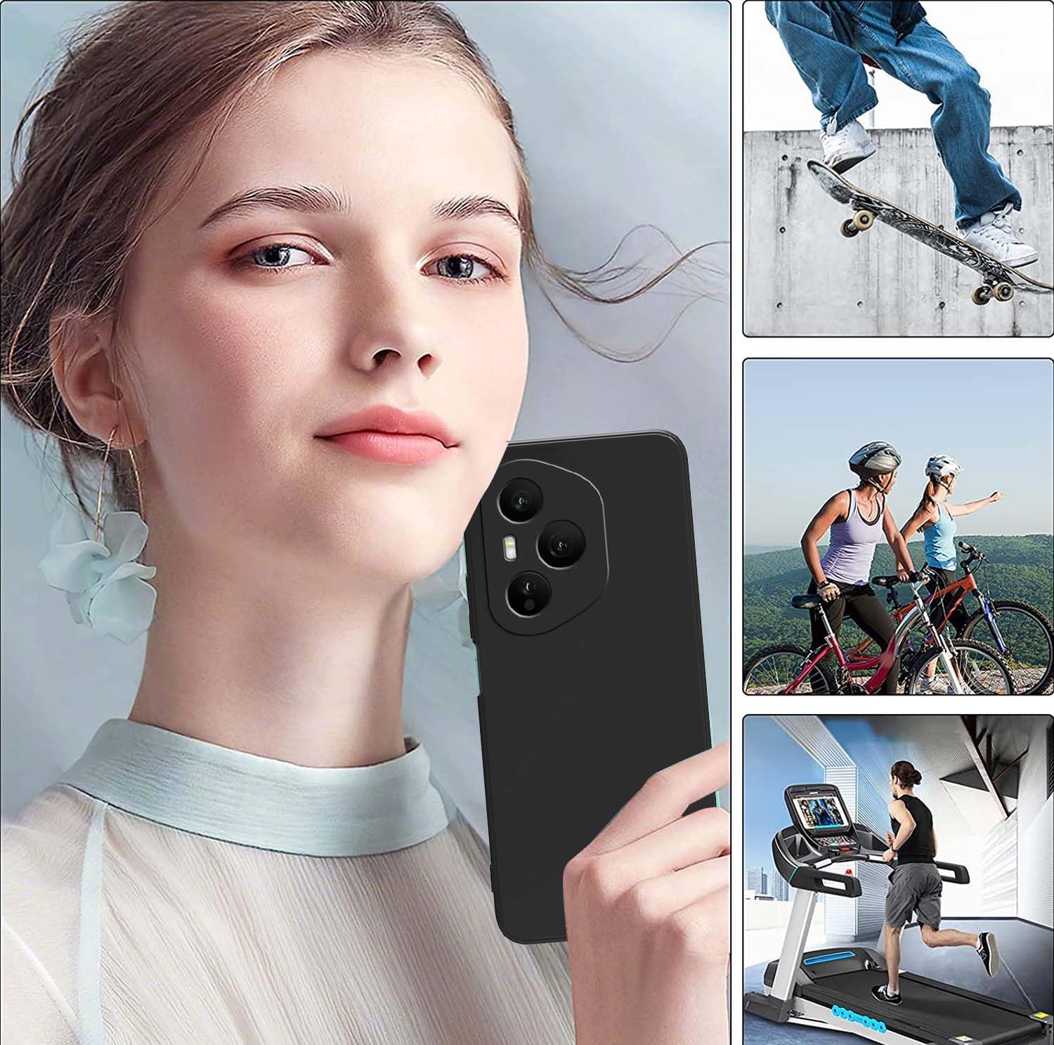 Silicone Case for Honor 400 5G, Slim TPU Silicone Case Cover Soft Gel Scratch and Resistant Mobile Phone Cover – Black