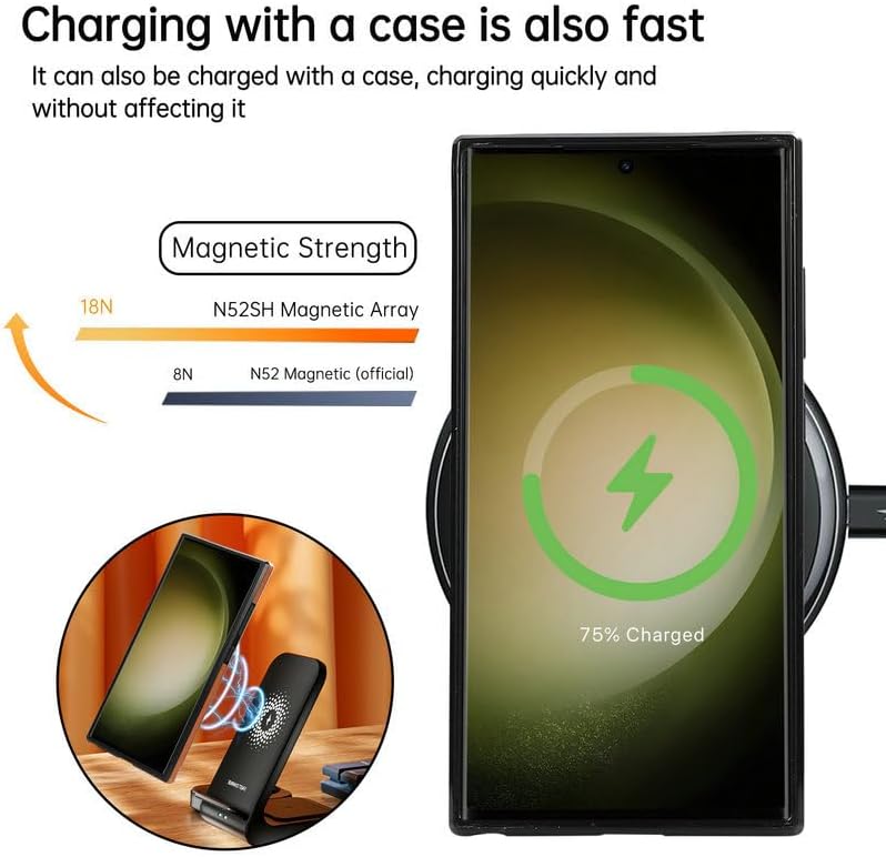 Leather Case Compatible with Samsung, Luxury Leather Case with Metal Magnetic Stand, Protective Cover for Samsung S23 Ultra Leather cases with Magsafe Stand