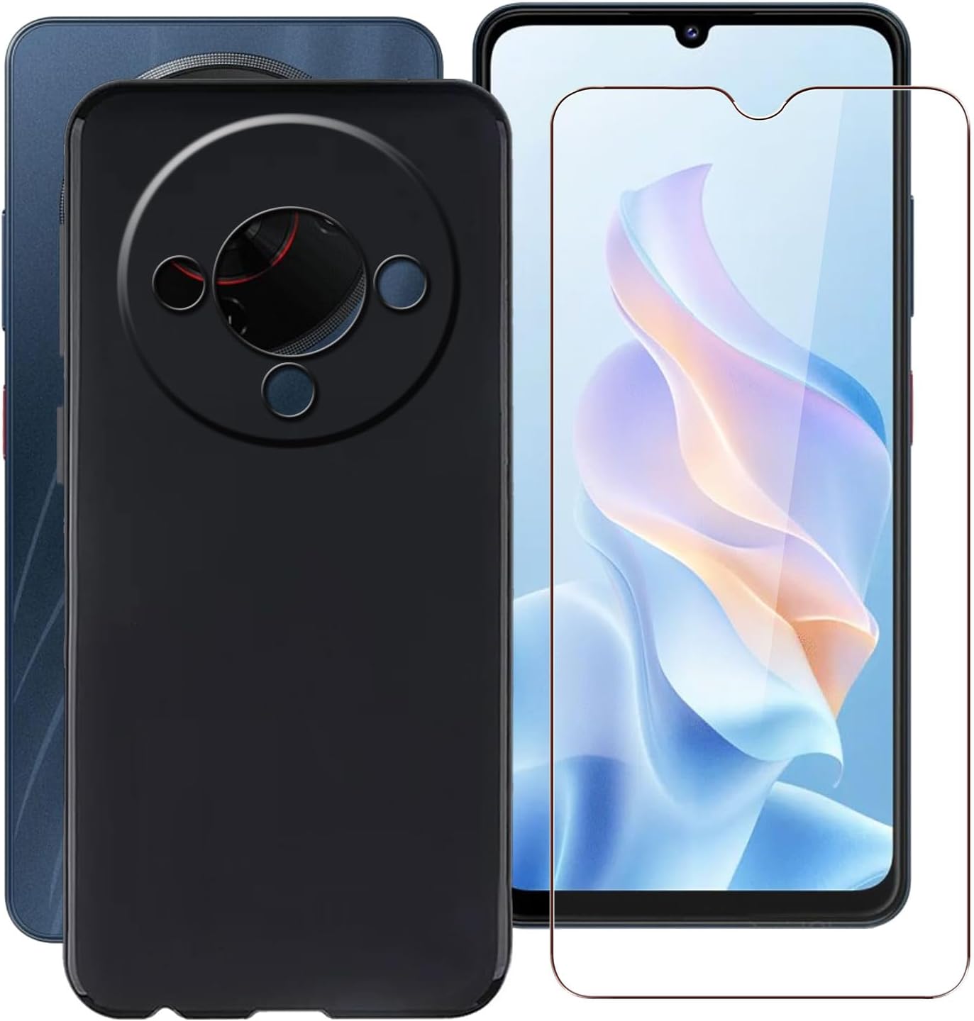 Case for ZTE Blade A76 (6.75"), Soft Silicone Protective Shell, Shockproof Bumper Black Phone Case for ZTE Blade A76 - Black