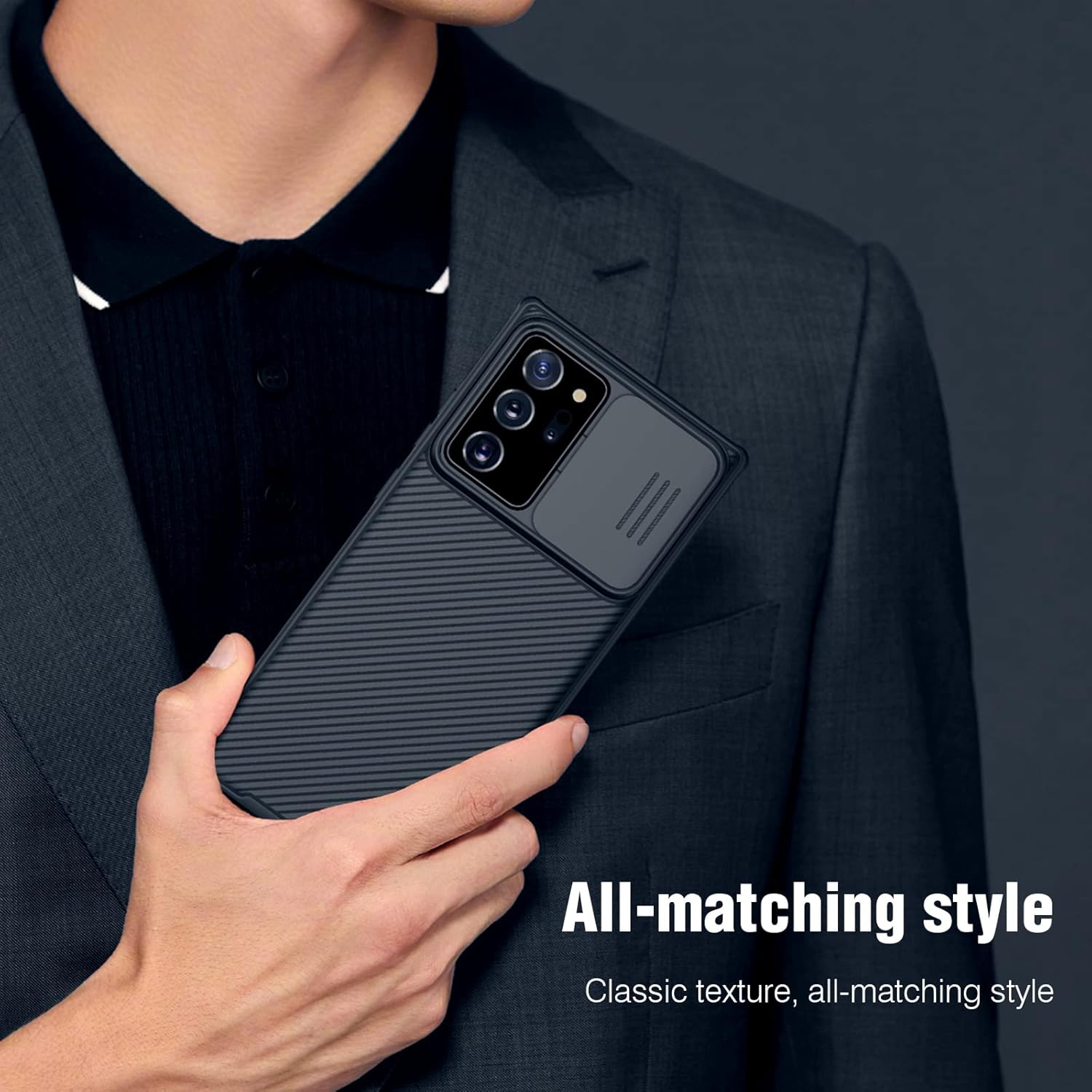 Nillkin Case for Samsung Galaxy Note 20 Ultra (6.9" Inch) CamShield Pro Camera Close & Open Double Layered Protection TPU + PC Black Color