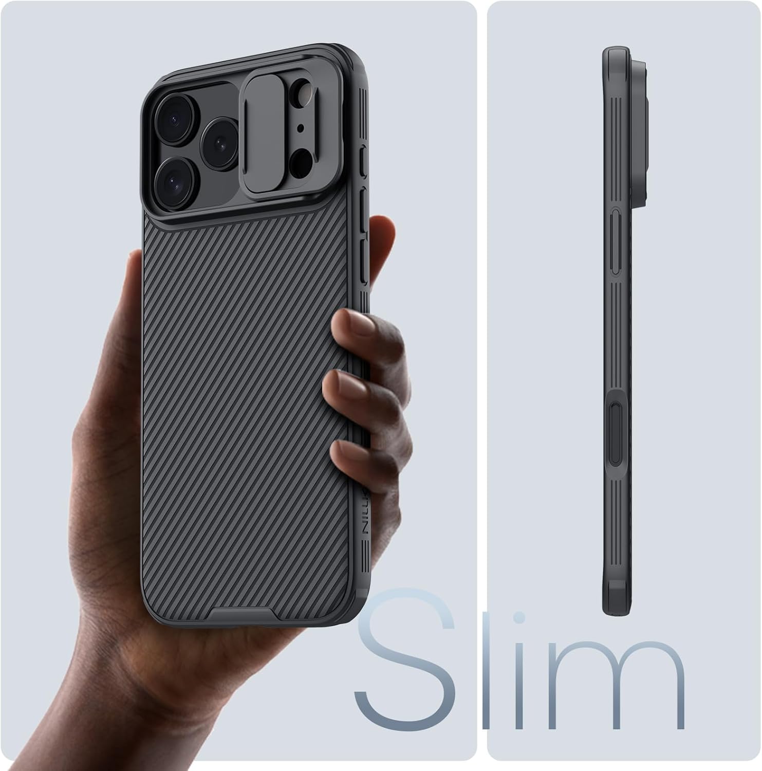 Nillkin for iPhone 17 Pro Max Case with Camera Cover, CamShield Pro Slim Protective Case for iPhone 17 Pro Max 5G 2025, Slide Lens Cover, Shockproof Anti-Fingerprint Back Cover – Black