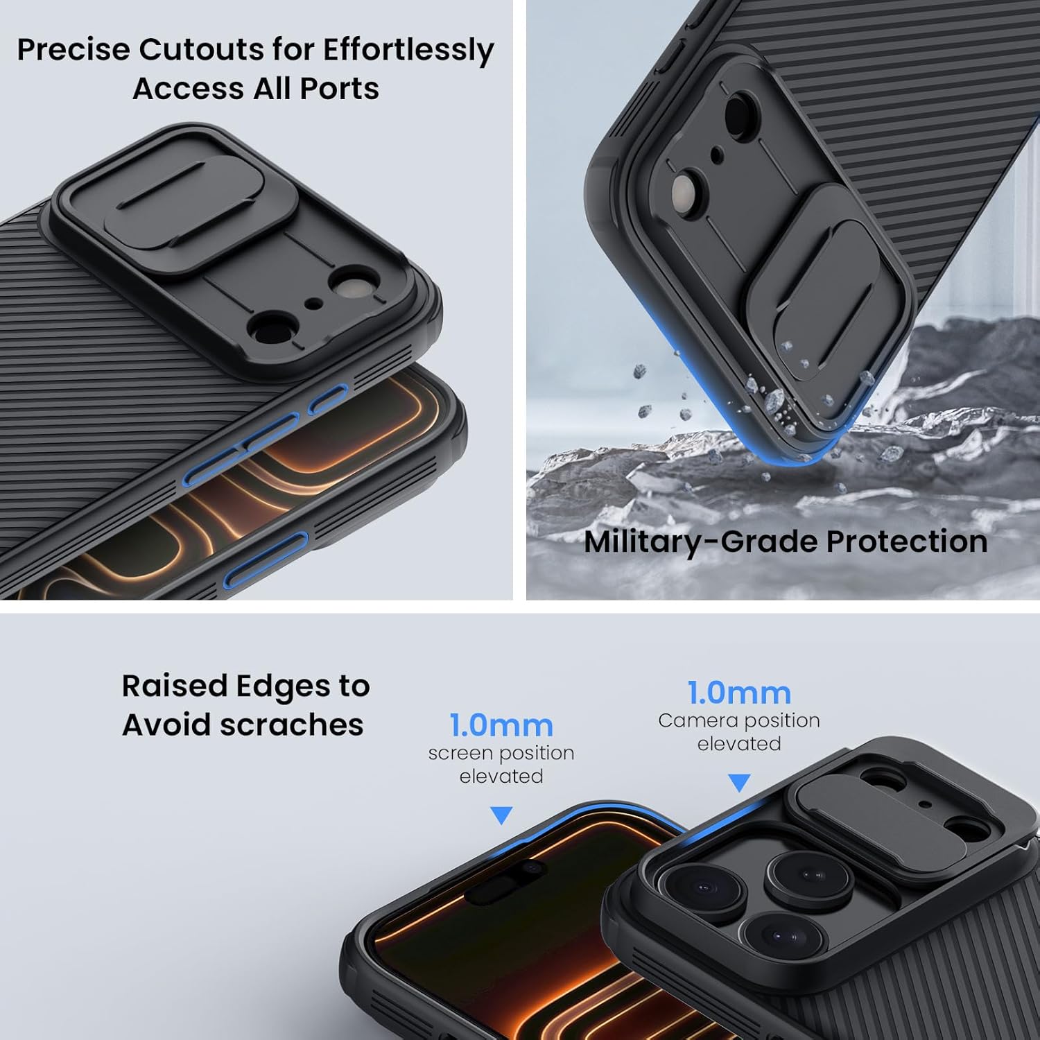 Nillkin for iPhone 17 Pro Max Case with Camera Cover, CamShield Pro Slim Protective Case for iPhone 17 Pro Max 5G 2025, Slide Lens Cover, Shockproof Anti-Fingerprint Back Cover – Black