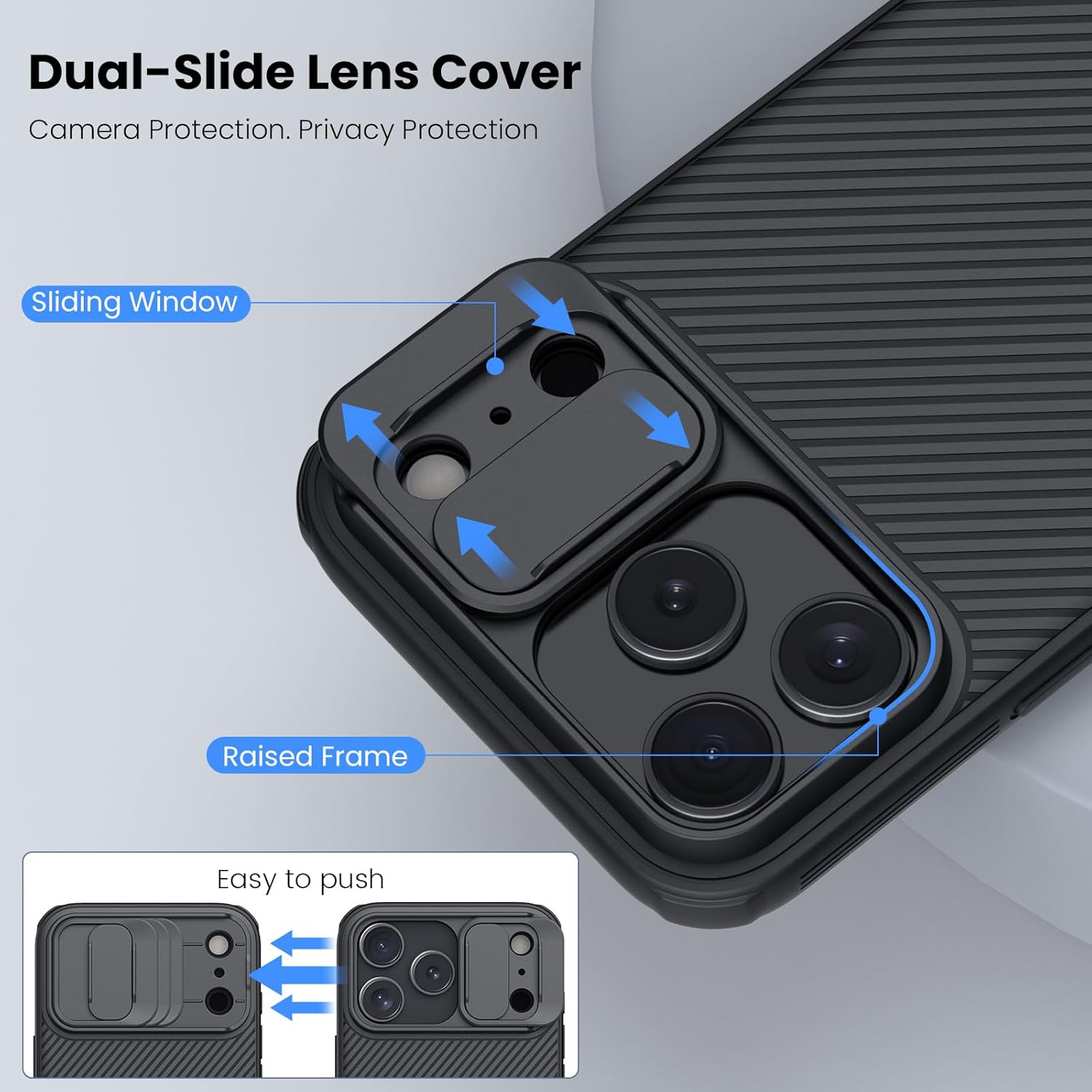 Nillkin for iPhone 17 Pro Max Case with Camera Cover, CamShield Pro Slim Protective Case for iPhone 17 Pro Max 5G 2025, Slide Lens Cover, Shockproof Anti-Fingerprint Back Cover – Black