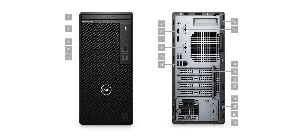 DELL OPTIPLEX 3080 – CORE I5 PROCESSOR, 4GB RAM, 1TB STORAGE CPU
Intel Core i5 (10th Gen) 10500 / 3.1 GHz 
Suitable for office,Business and School