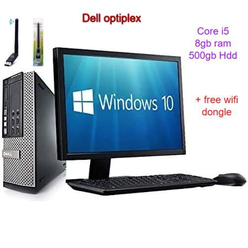 Dell 790 Desktop Computer SFF Core i5 8GB Ram (Memory)  500GB HDD,19 LCD  monitor, keyboard,Mice Windows 10 PC Complete set for Office,Home or Schools with free wifi dongle.