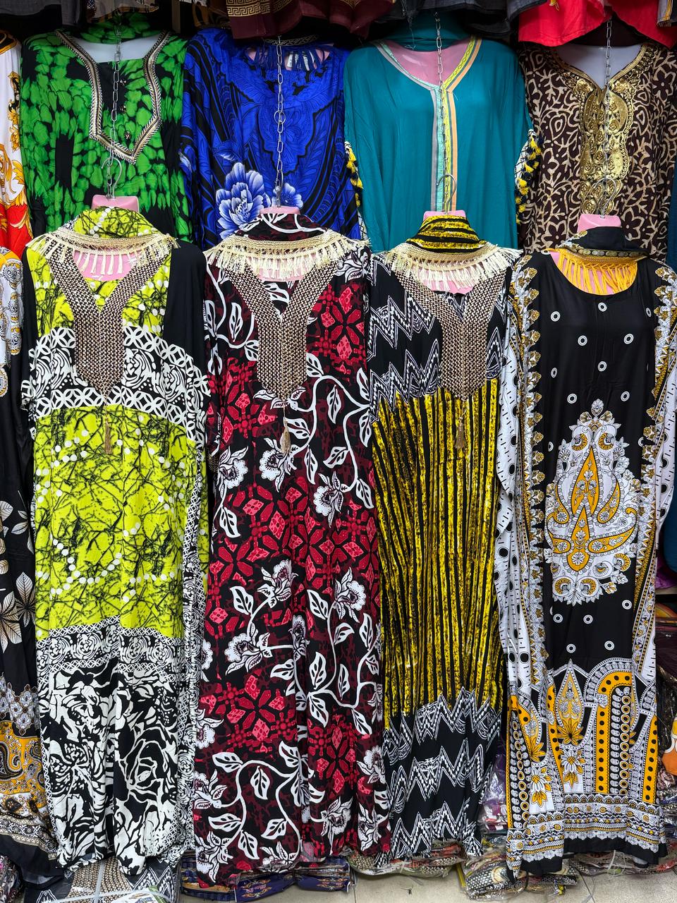 STITCH FLOWER DESIGNS INDONESIAN COTTON READY MADE FREE SIZE DRESSES