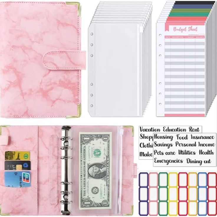 Nwt A6 Budget Planner Cash Money  Binder, Pages, Envelopes & Label Stickers | Color: Gray/White