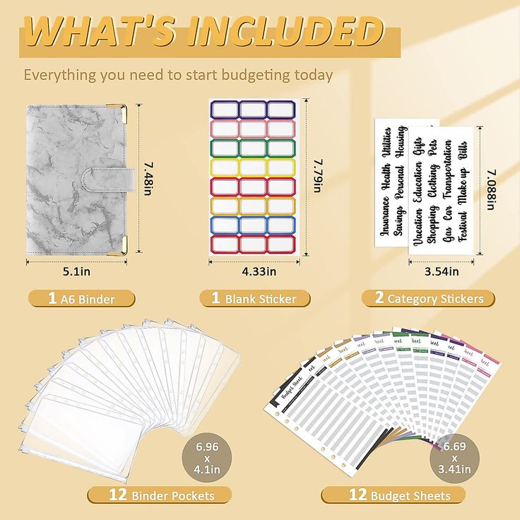 Nwt A6 Budget Planner Cash Money  Binder, Pages, Envelopes & Label Stickers | Color: Gray/White