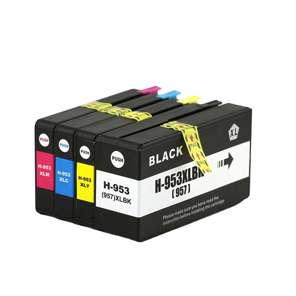 HP inkjet cartridges  compatible to 957XL 953XL 957 953 XL Compatible Color  (set: black,cyan,yellow and magenta) Ink Cartridge for HP HP957 HP953 OfficeJet Pro 7740 8210 InkJet Printer