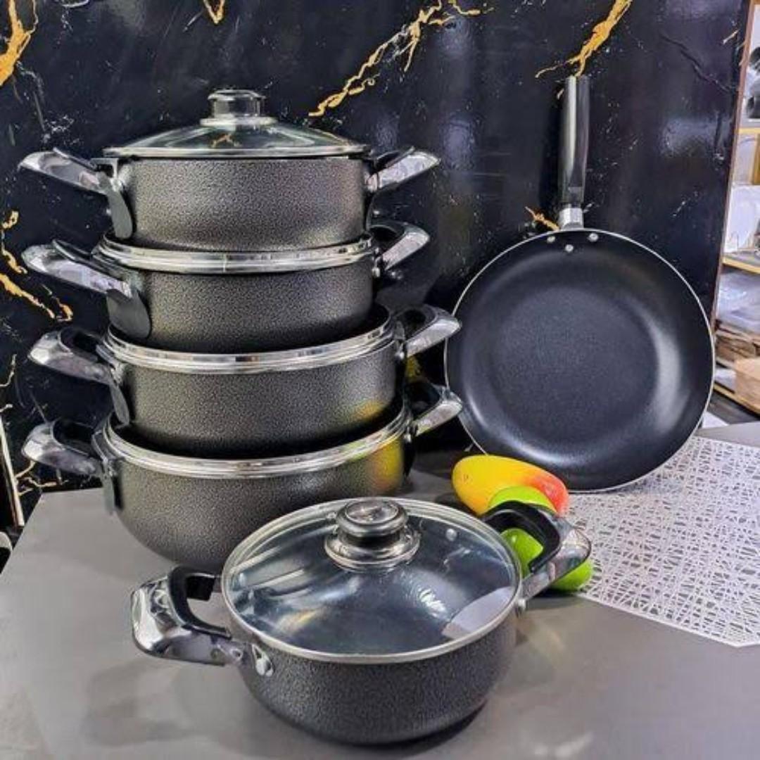 JP Jamespot 11Pcs Heavy Non-Stick Granite Cooking Pot Sufuria With Pan & Cookware Set