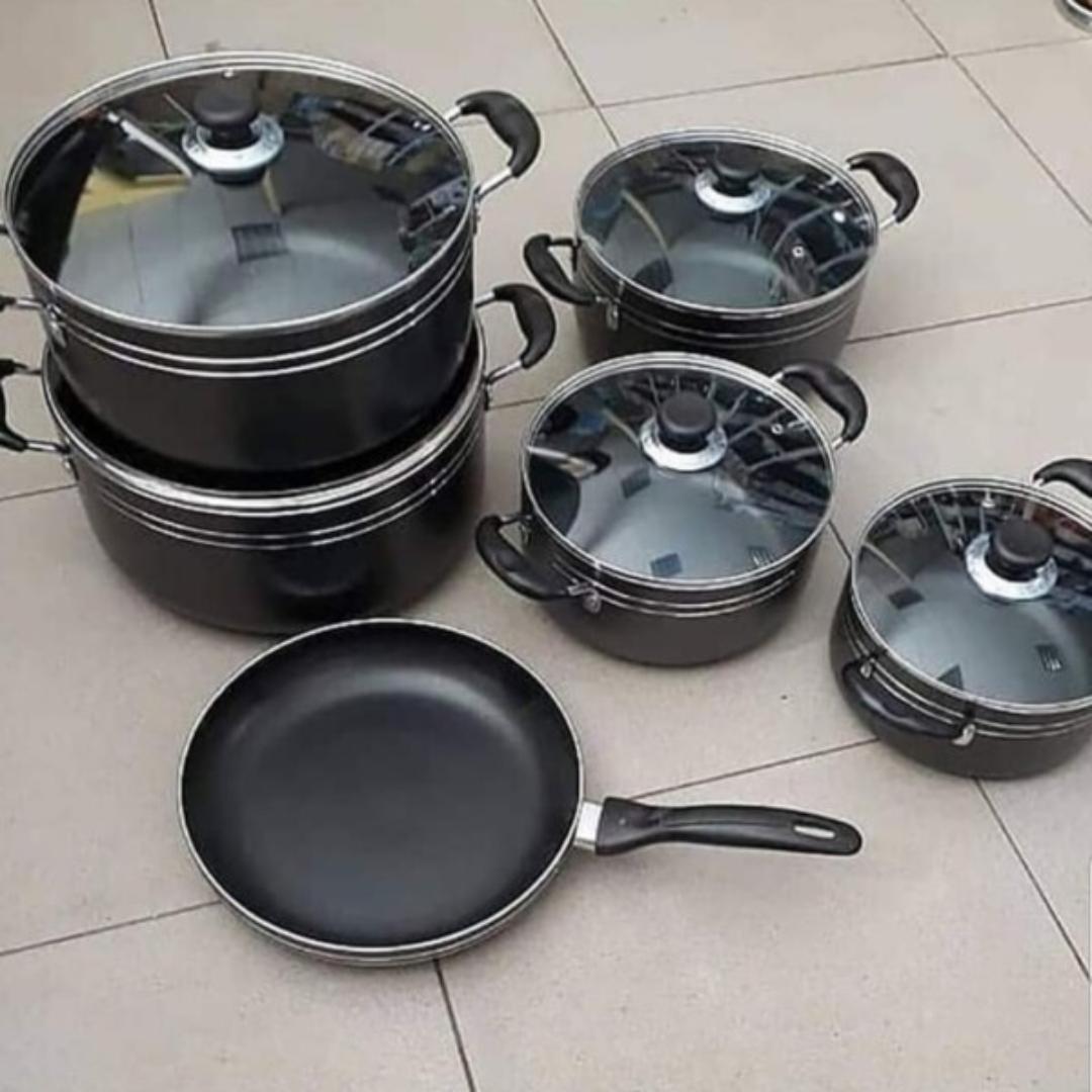 JP Jamespot 11Pcs Heavy Non-Stick Granite Cooking Pot Sufuria With Pan & Cookware Set